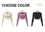Halter Neck Layered Long Sleeve Yoga Crop Top