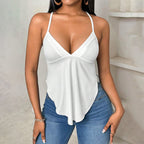 Deep V-neck camisole with spaghetti straps