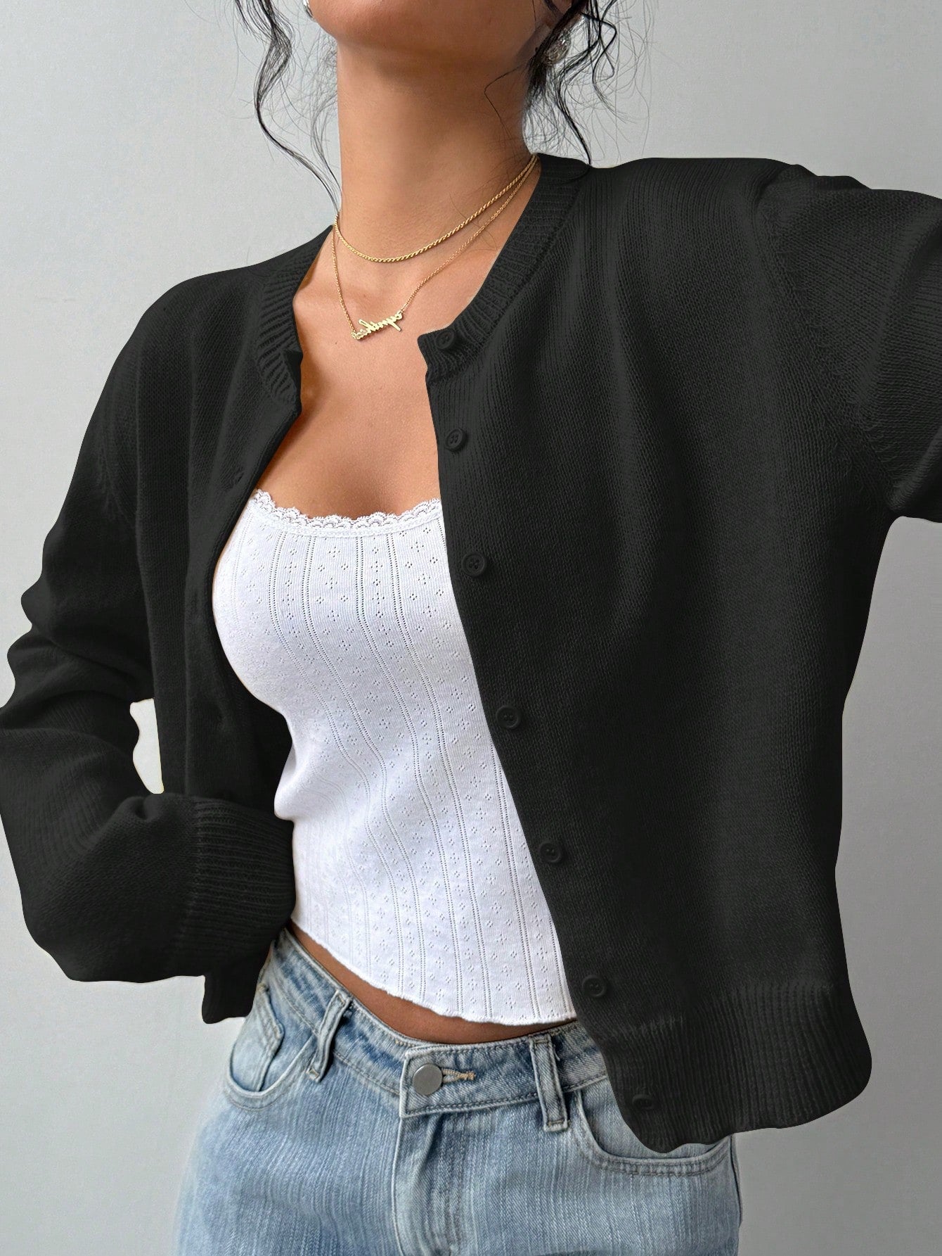 CHIC LONG SLEEVED KNITTED SWEATER
