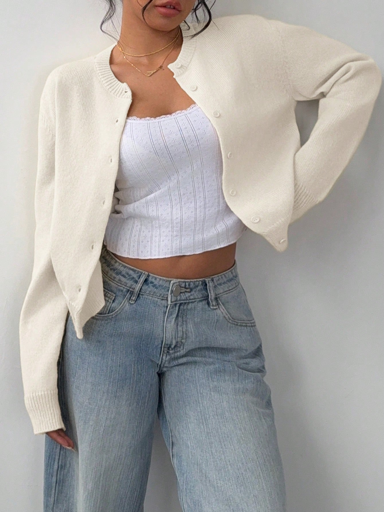 CHIC LONG SLEEVED KNITTED SWEATER