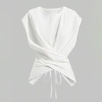 Casual crossover wrap sleeveless top