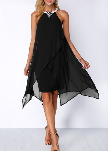 Embellished Chiffon Party Dress - front view