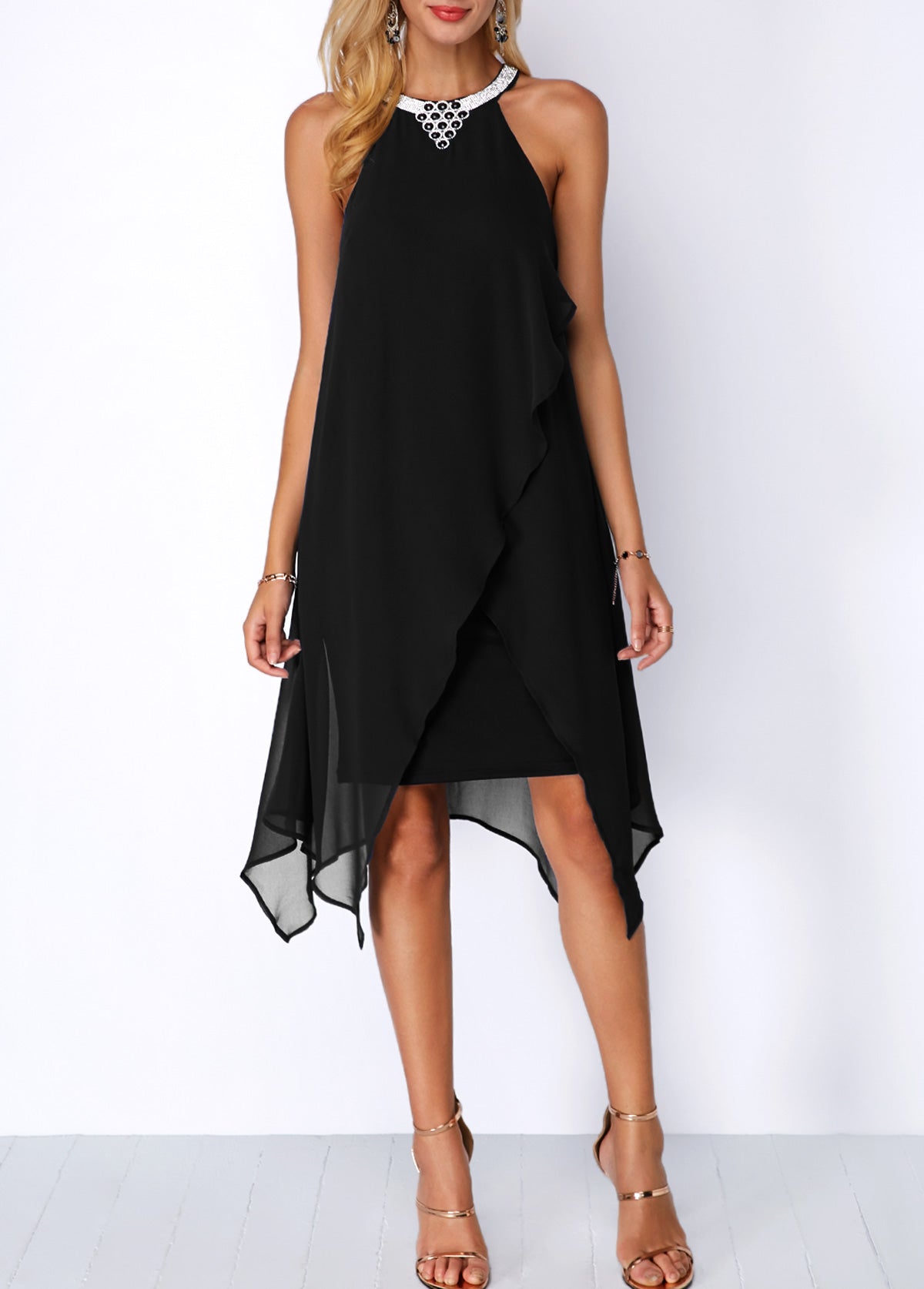 Embellished Chiffon Party Dress - side view