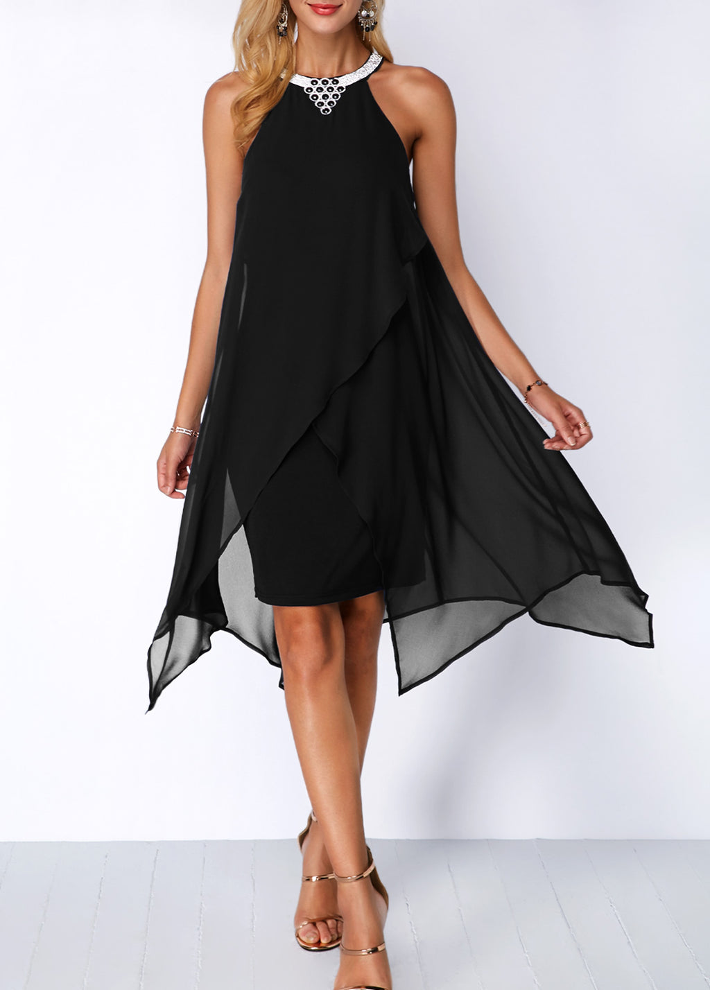 Embellished Chiffon Party Dress - detail view