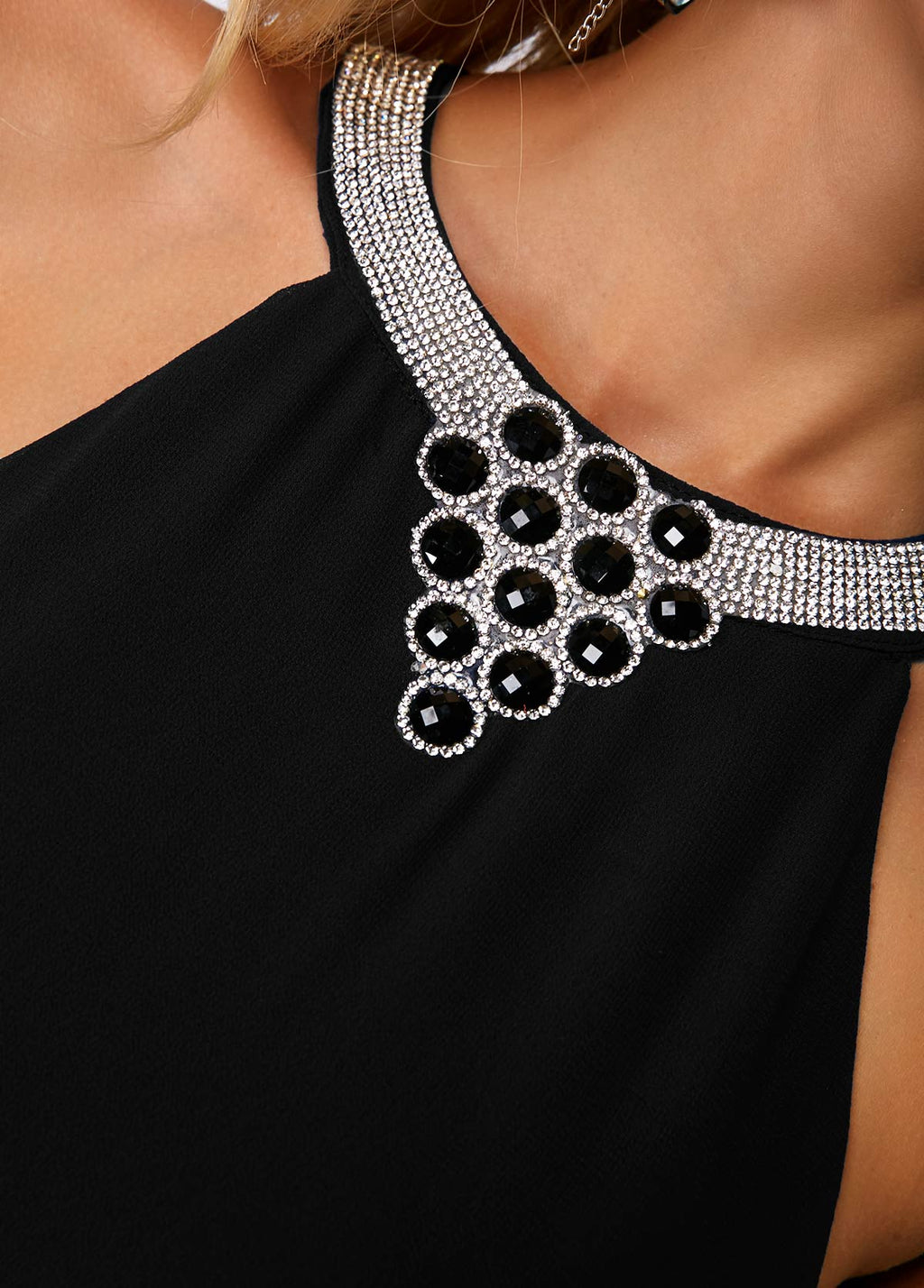 Embellished Chiffon Party Dress - styled view