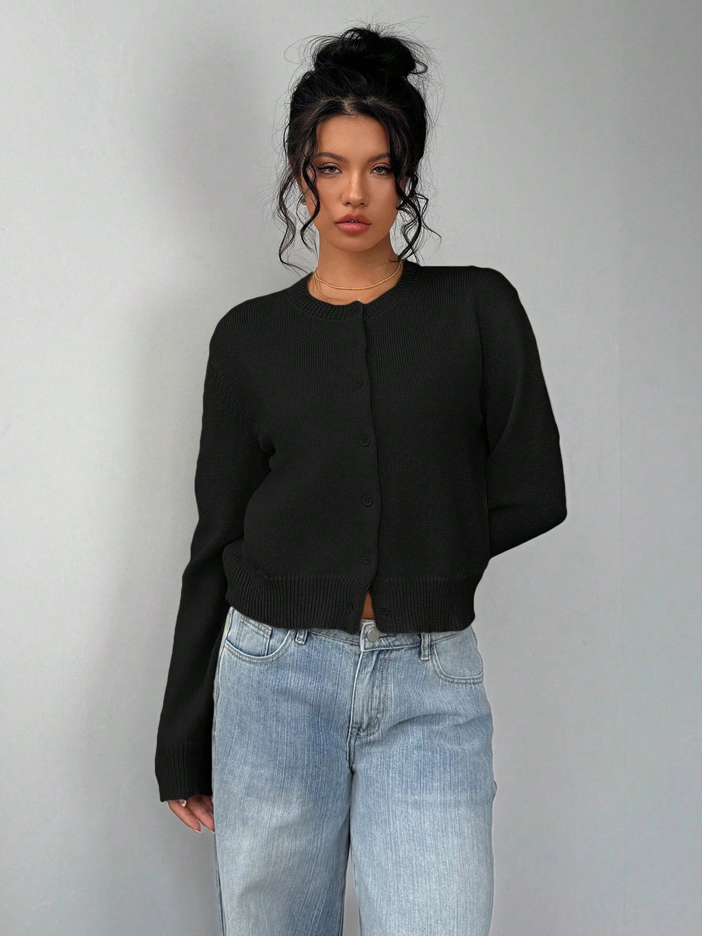 CHIC LONG SLEEVED KNITTED SWEATER