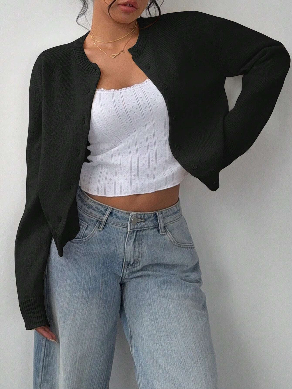 CHIC LONG SLEEVED KNITTED SWEATER