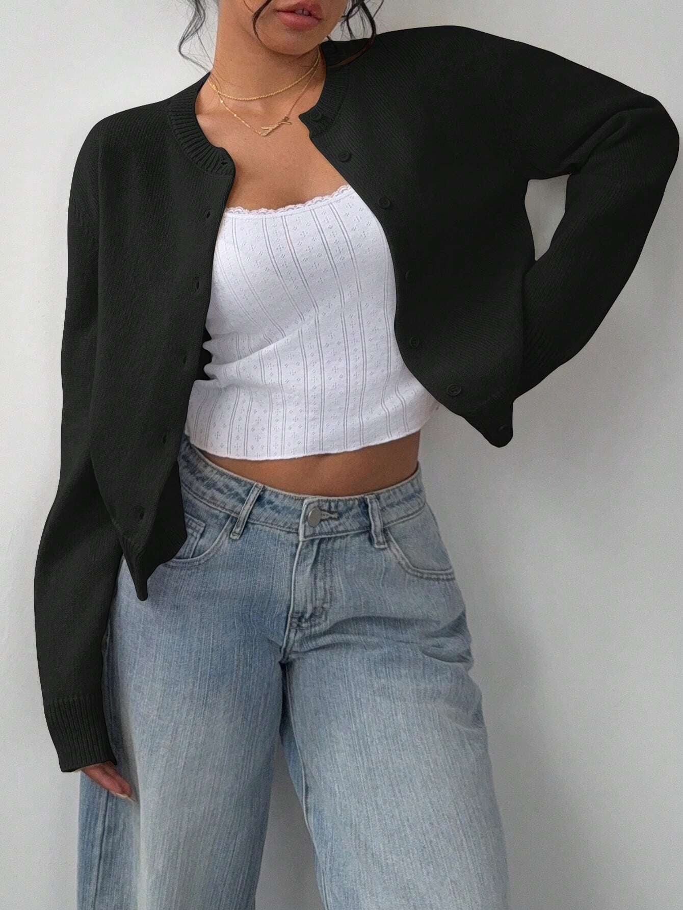 CHIC LONG SLEEVED KNITTED SWEATER