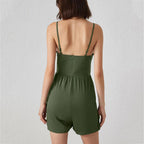 Ribbed V-neck backless jumpsuit