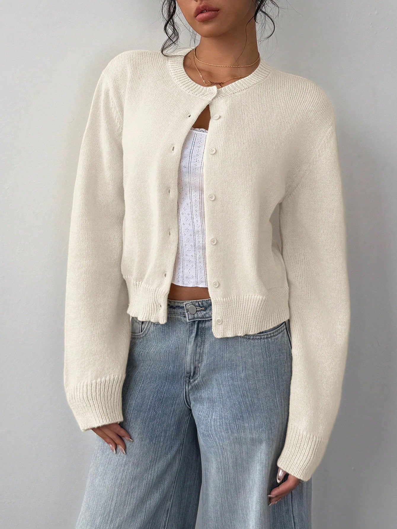 CHIC LONG SLEEVED KNITTED SWEATER