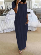 WILLOW ASYMMETRIC OFF-SHOULDER DRESS