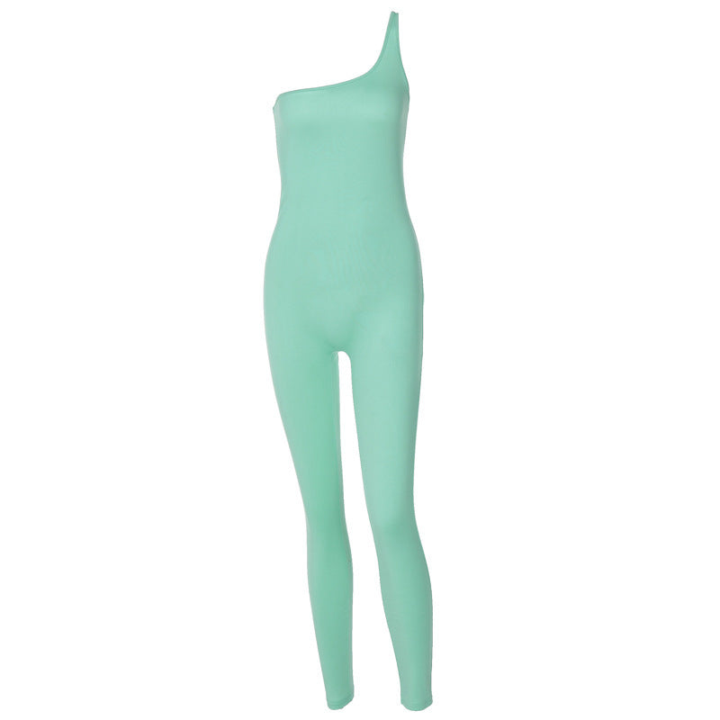 One-Shoulder Solid Sculpt Fit Jumpsuit