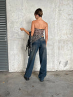 Leopard Scarf-Tie Tube Top