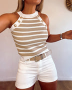 Mila Golden Button Halter Top