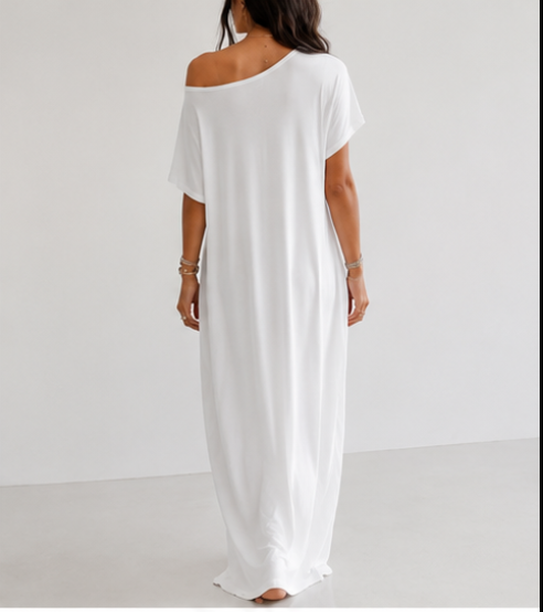 WILLOW ASYMMETRIC OFF-SHOULDER DRESS