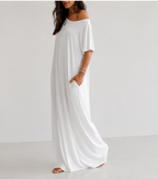 WILLOW ASYMMETRIC OFF-SHOULDER DRESS