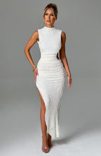 Serene High-Neck Midi Dress
