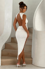 Serene High-Neck Midi Dress