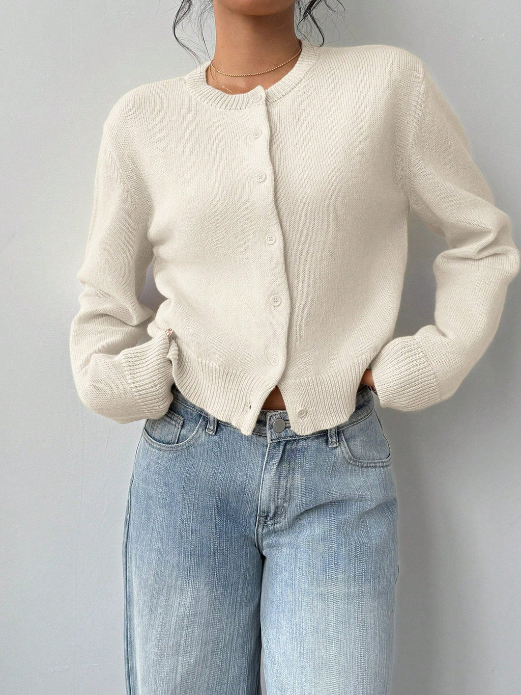 CHIC LONG SLEEVED KNITTED SWEATER