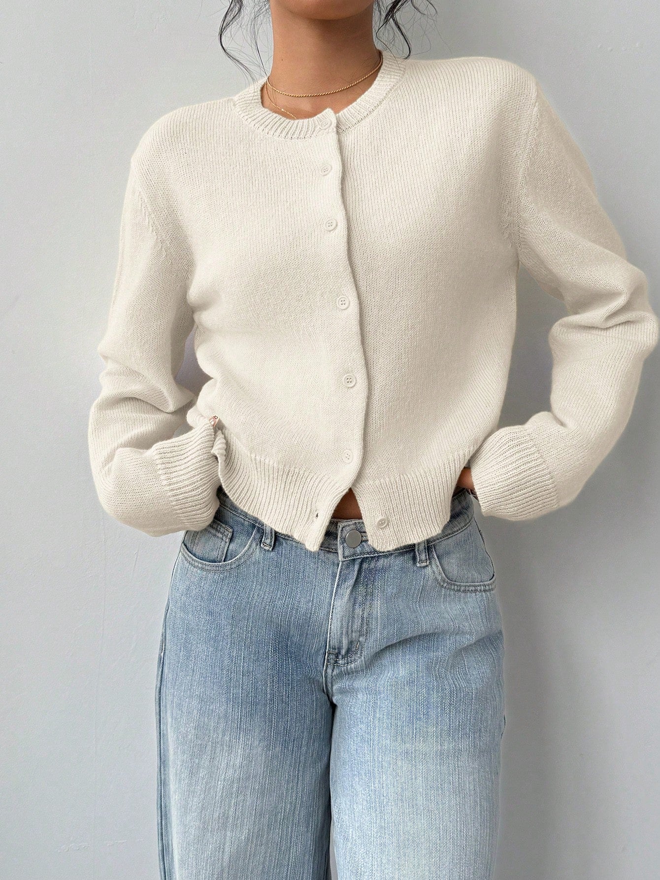 CHIC LONG SLEEVED KNITTED SWEATER
