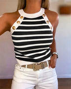Mila Golden Button Halter Top