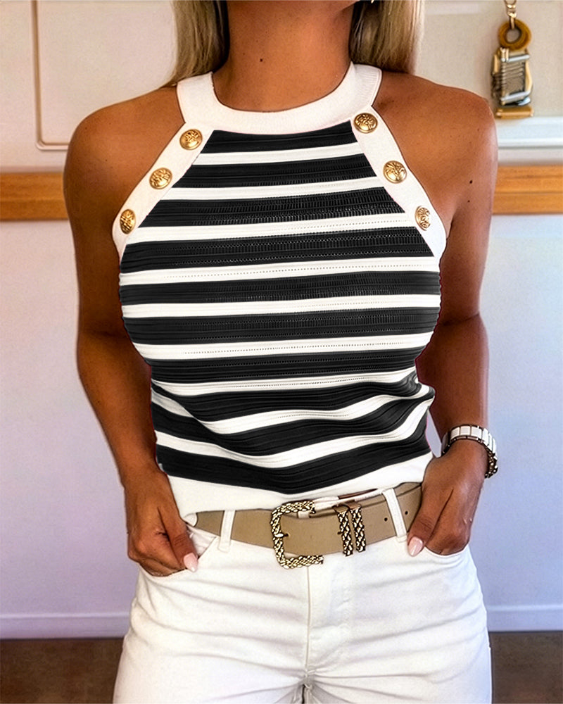 Mila Golden Button Halter Top