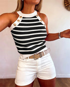 Mila Golden Button Halter Top