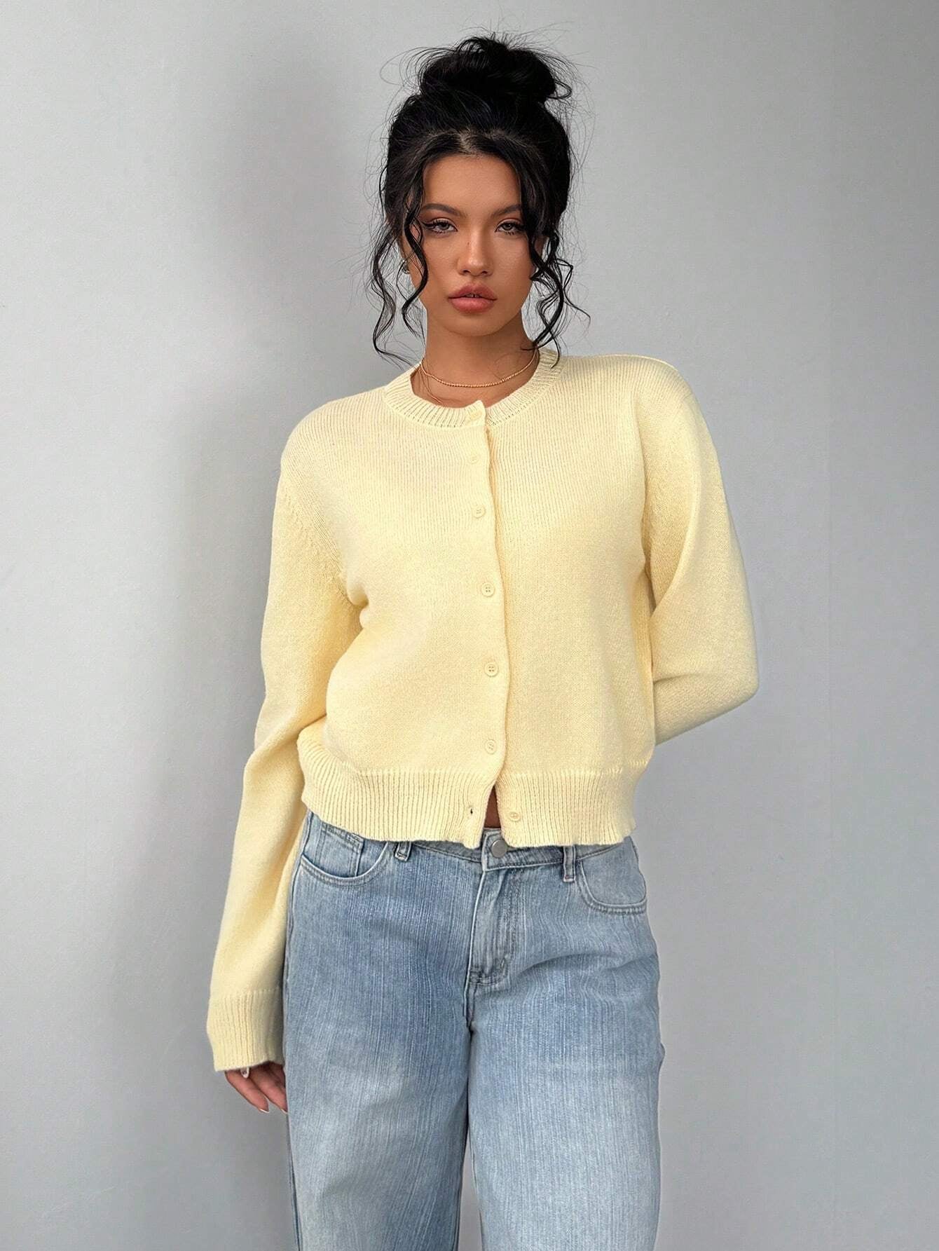 CHIC LONG SLEEVED KNITTED SWEATER