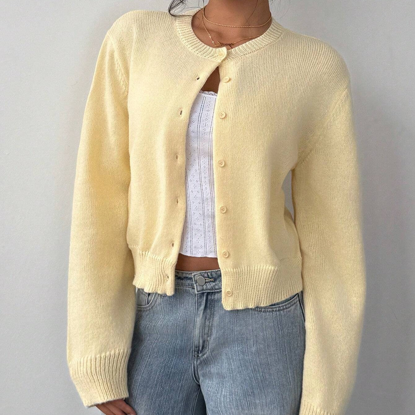 CHIC LONG SLEEVED KNITTED SWEATER