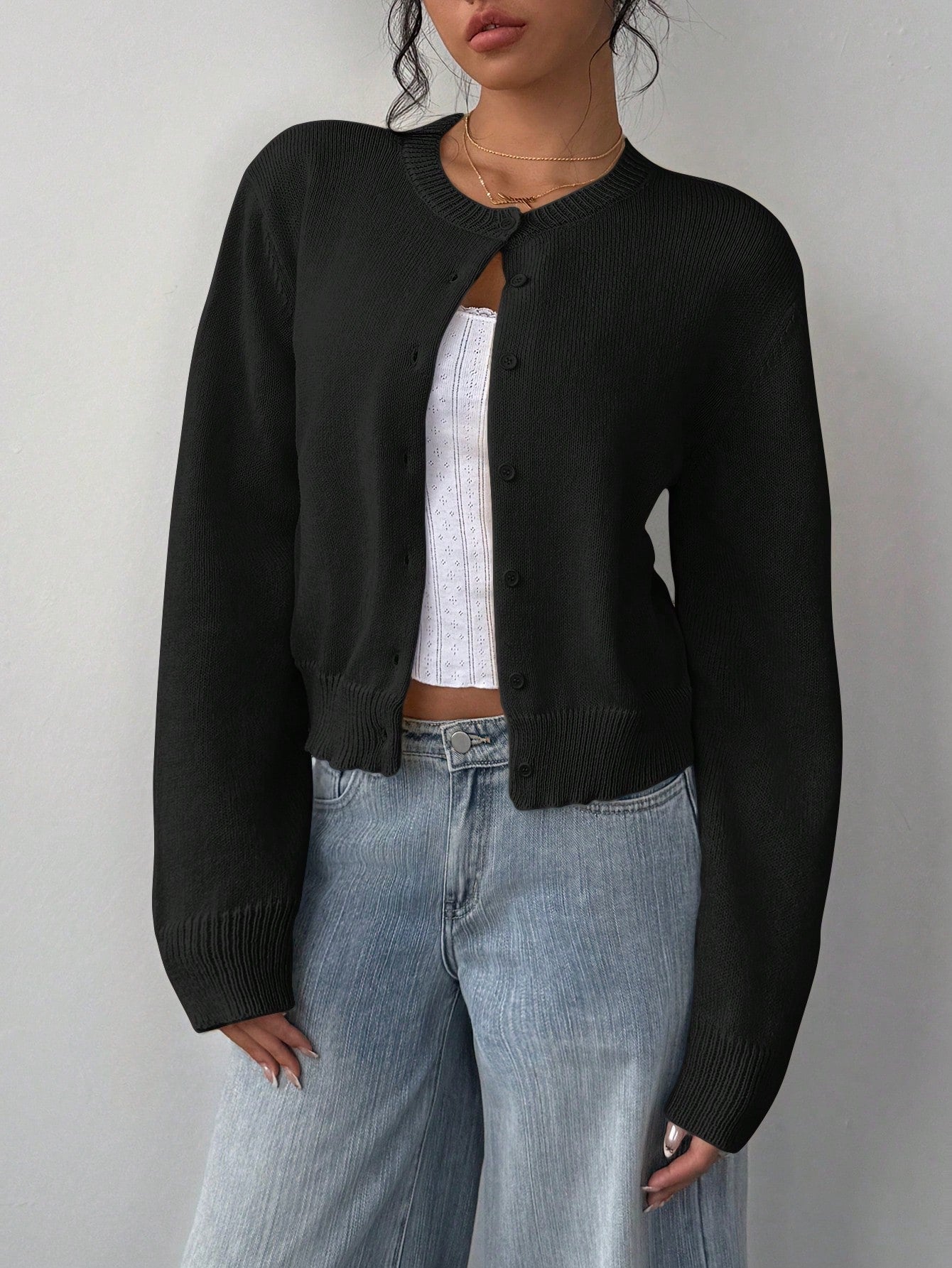 CHIC LONG SLEEVED KNITTED SWEATER