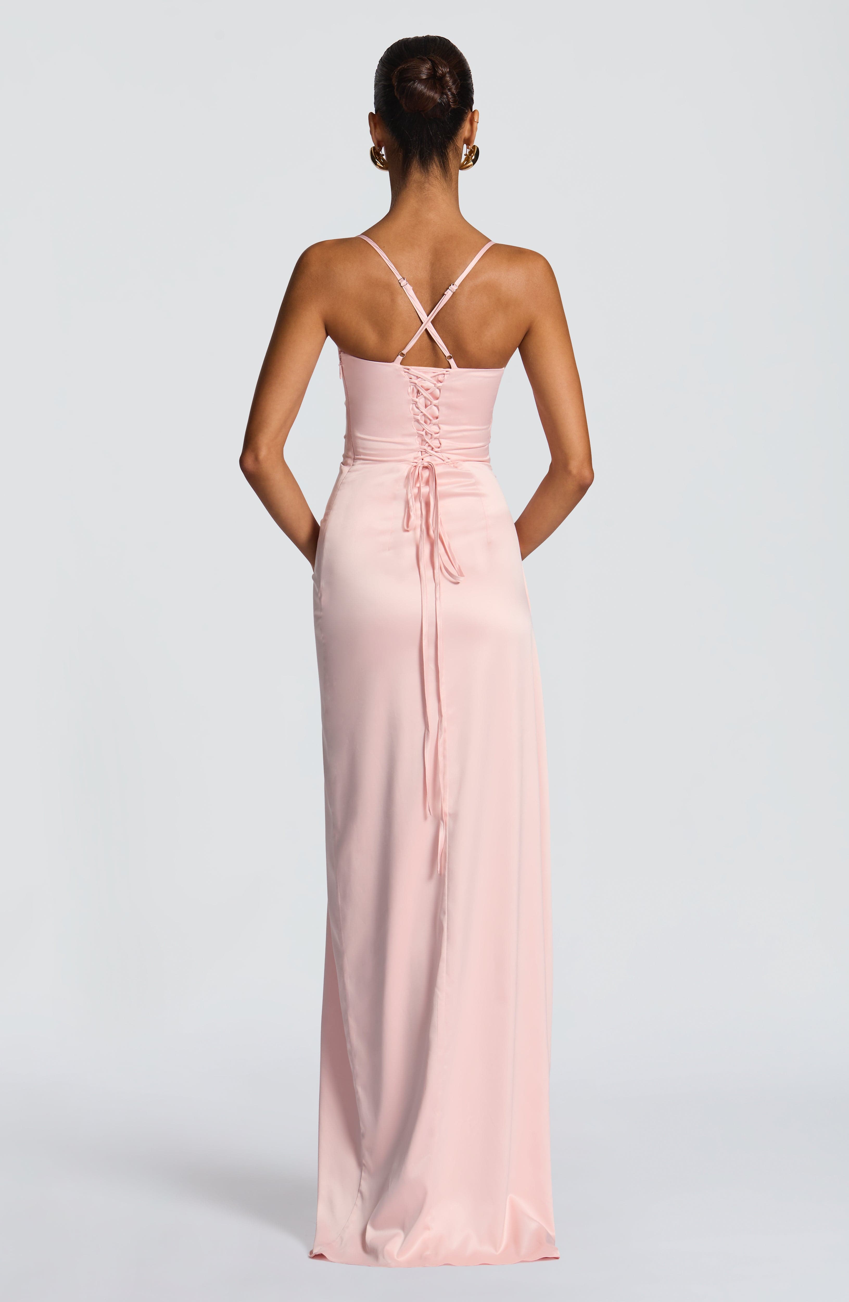 Celeste satin slit dress
